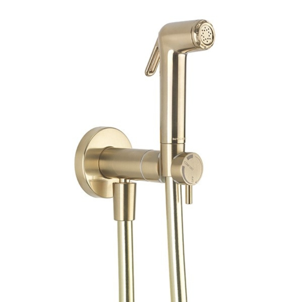 Close up product cut out image of the Crosswater MPRO Brushed Brass Integrated Douche Valve